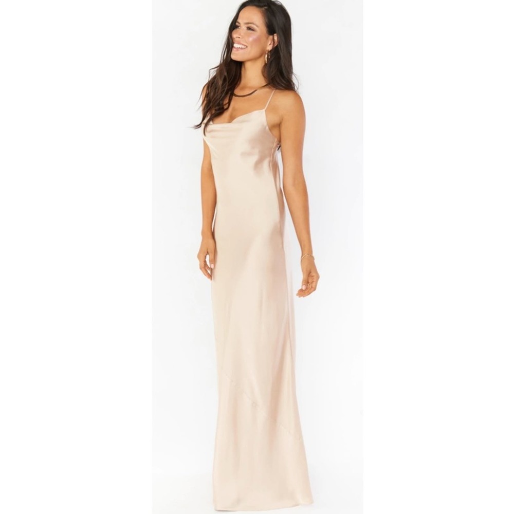 Show Me Your Mumu Tuscany Maxi Slip Dress Champagne Luxe Satin